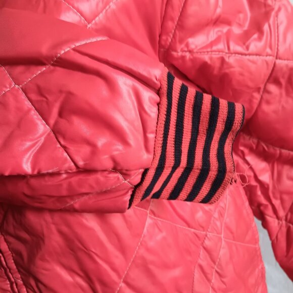 Women's Vintage Puffer jacket Medium 1970's Fritzi Red Quilted Bomber Flannel - Picture 4 of 5